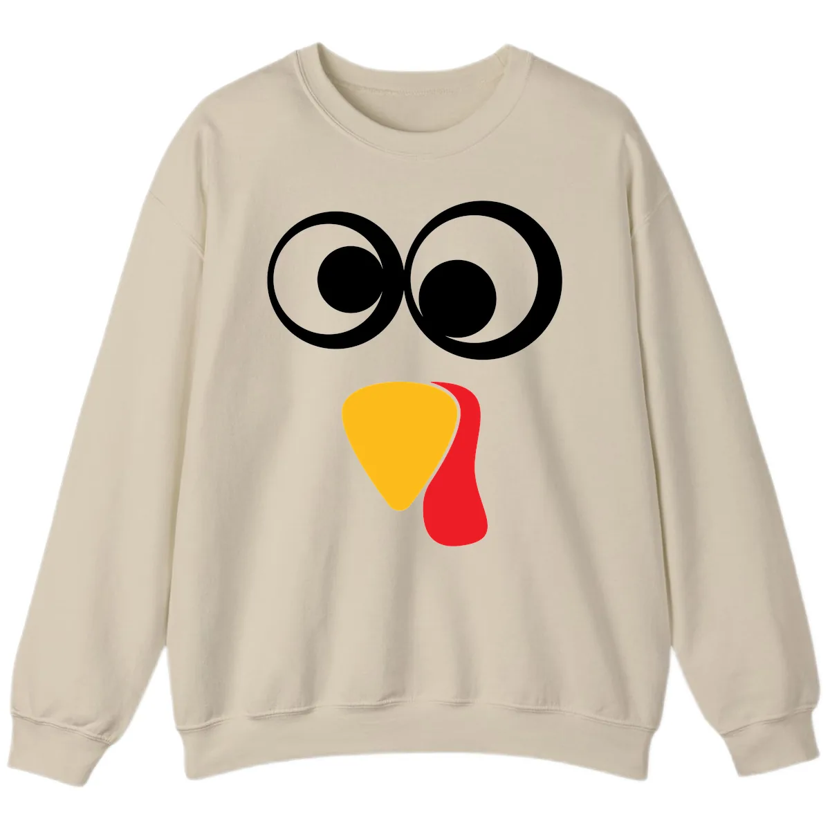 Googly Eyed Turkey Face Sweatshirt in Sand