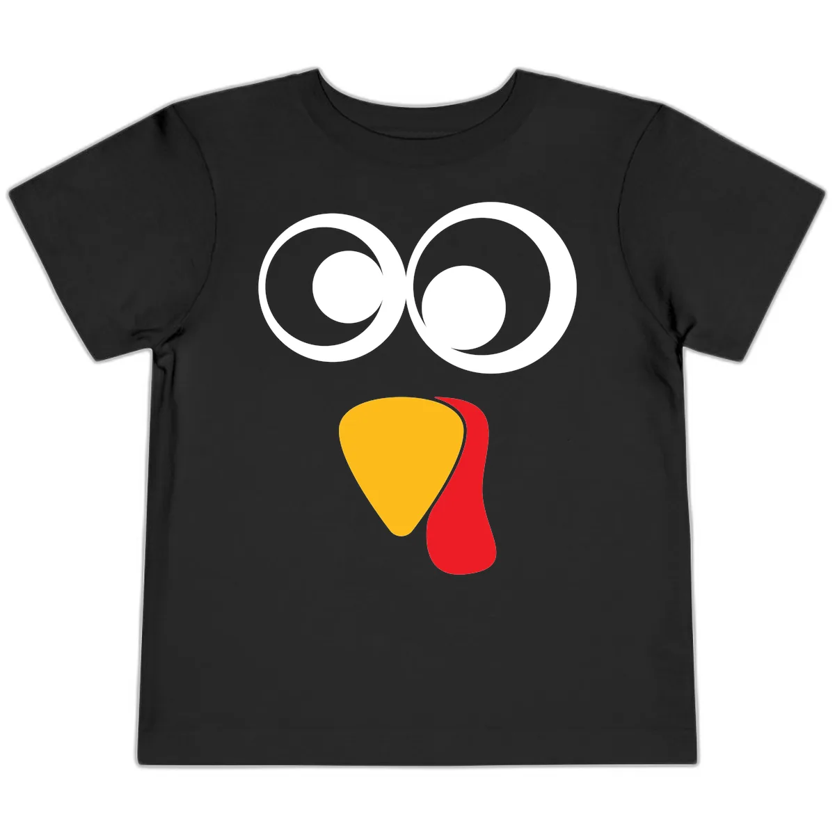 Googly Eyed Turkey Face Toddler T-Shirt in Black