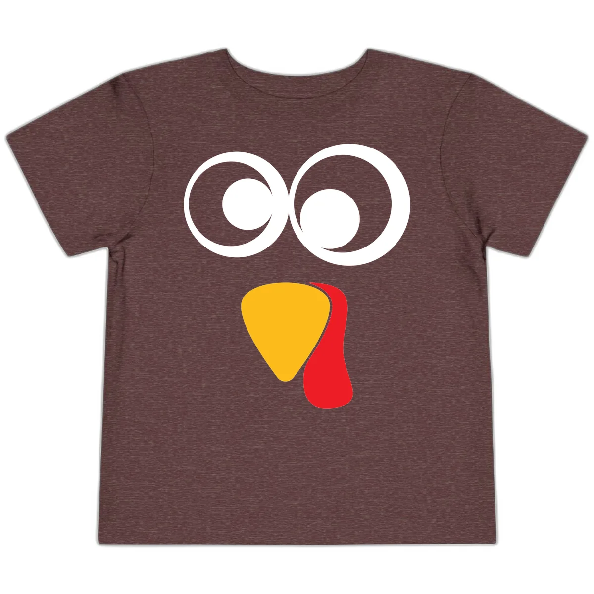 Googly Eyed Turkey Face Toddler T-Shirt in Heather Maroon