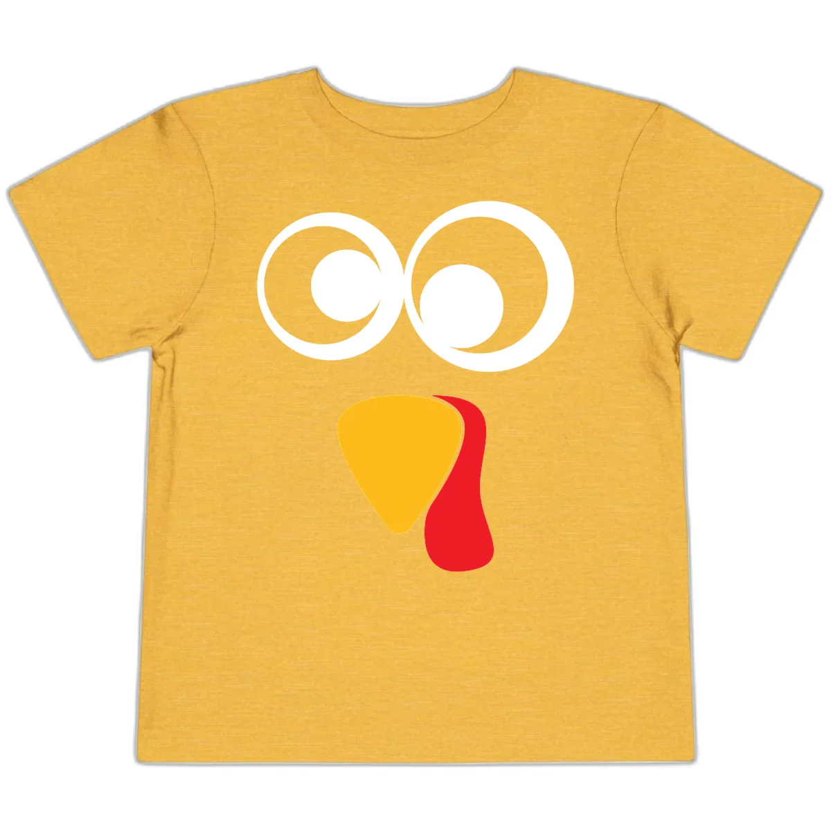 Googly Eyed Turkey Face Toddler T-Shirt in Heather Yellow Gold