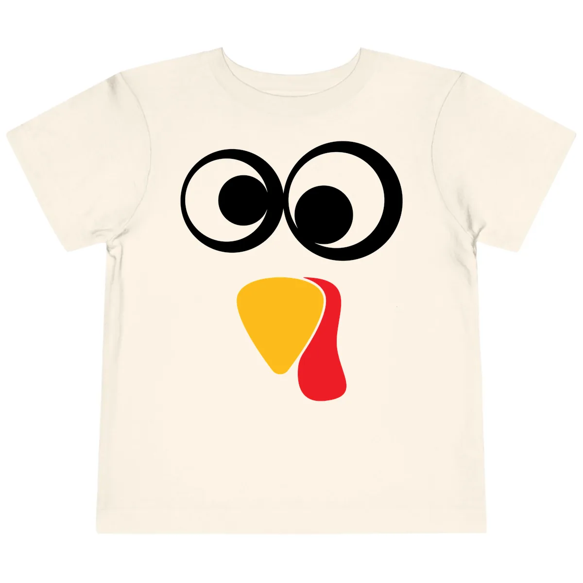 Googly Eyed Turkey Face Toddler T-Shirt in Natural