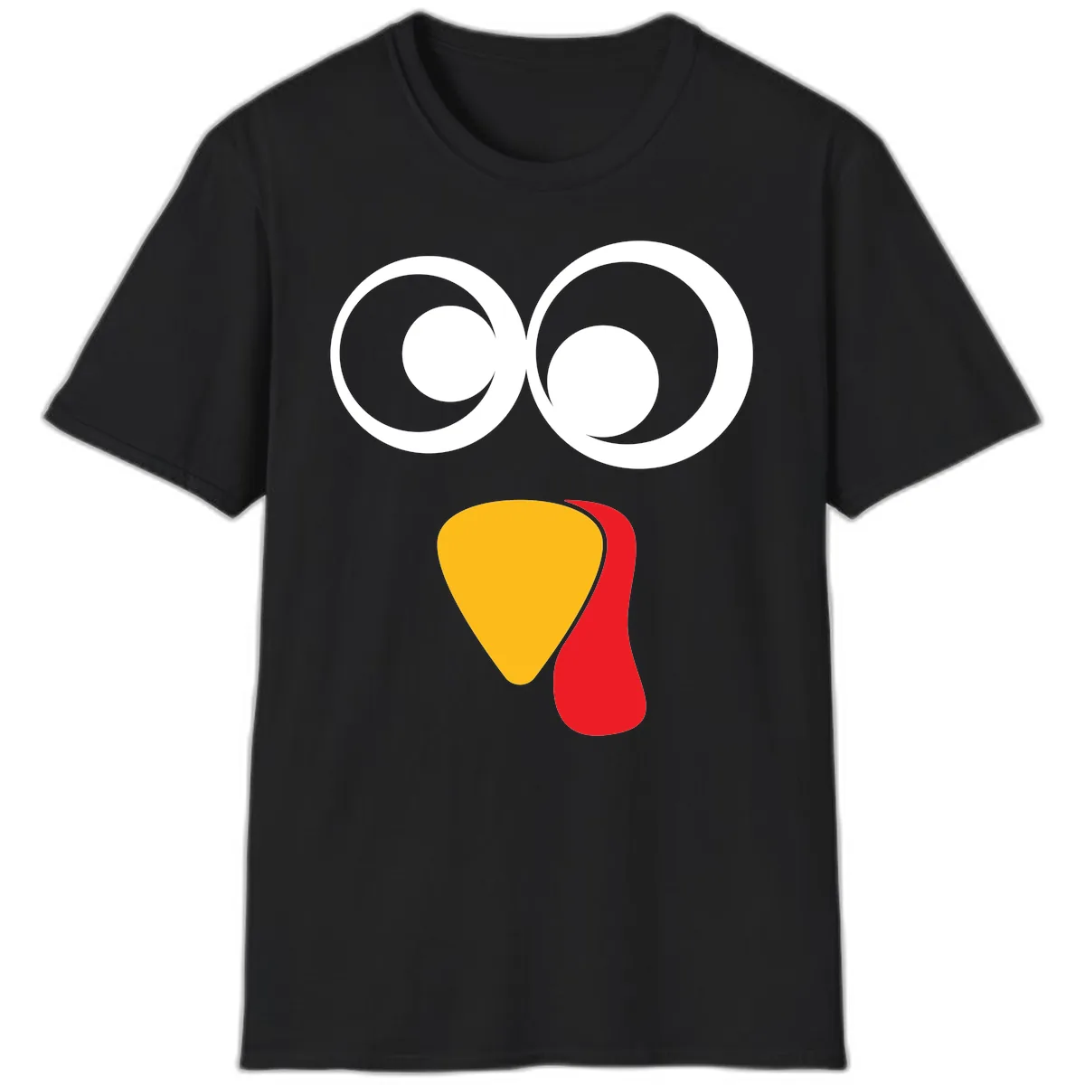 Googly Eyed Turkey Face T-Shirt in Black