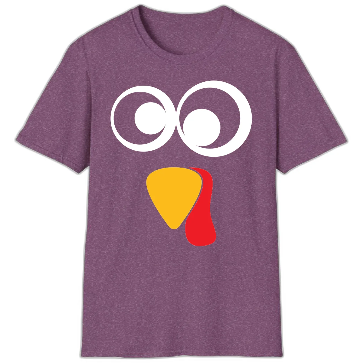 Googly Eyed Turkey Face T-Shirt in Heather Maroon