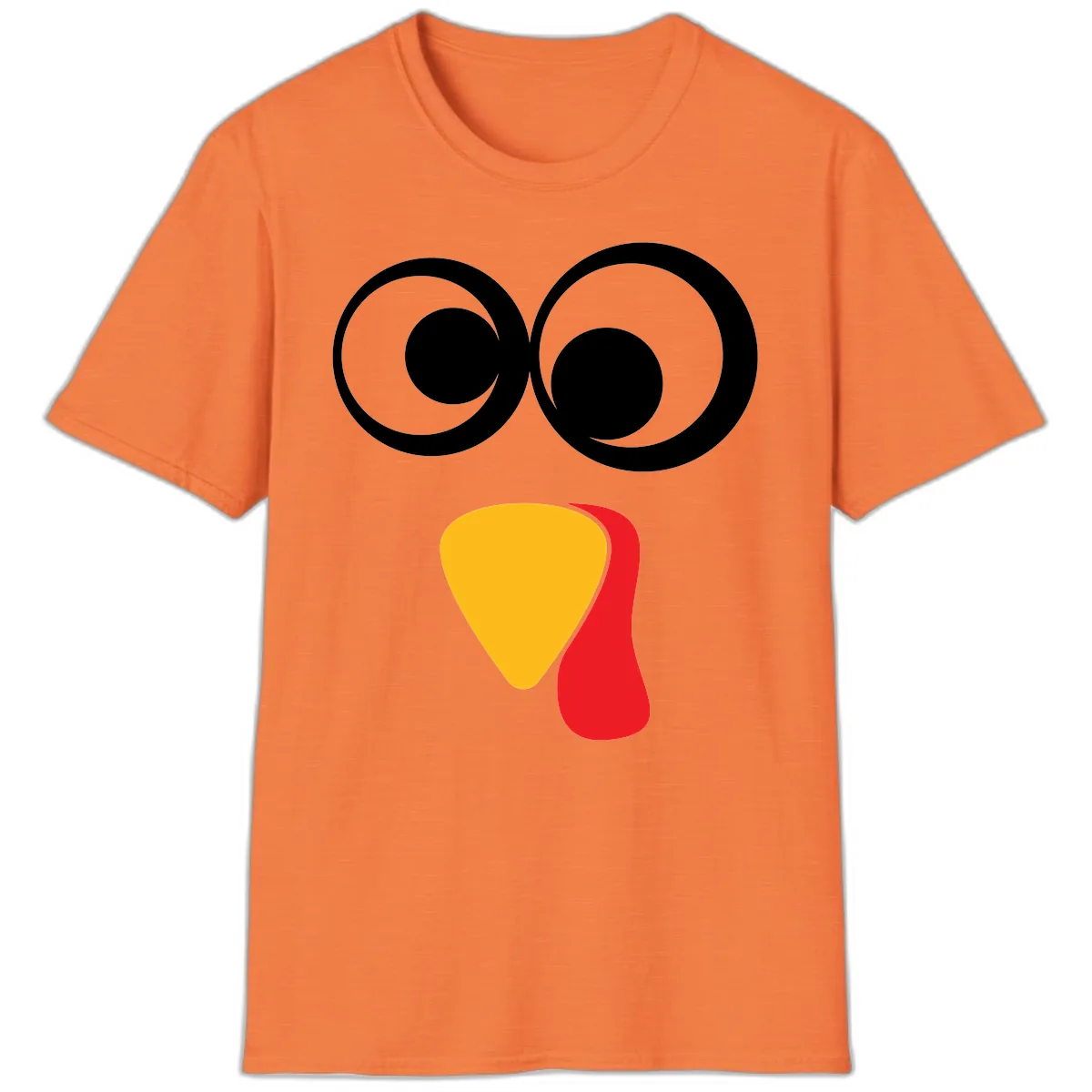 Googly Eyed Turkey Face T-Shirt in Heather Orange