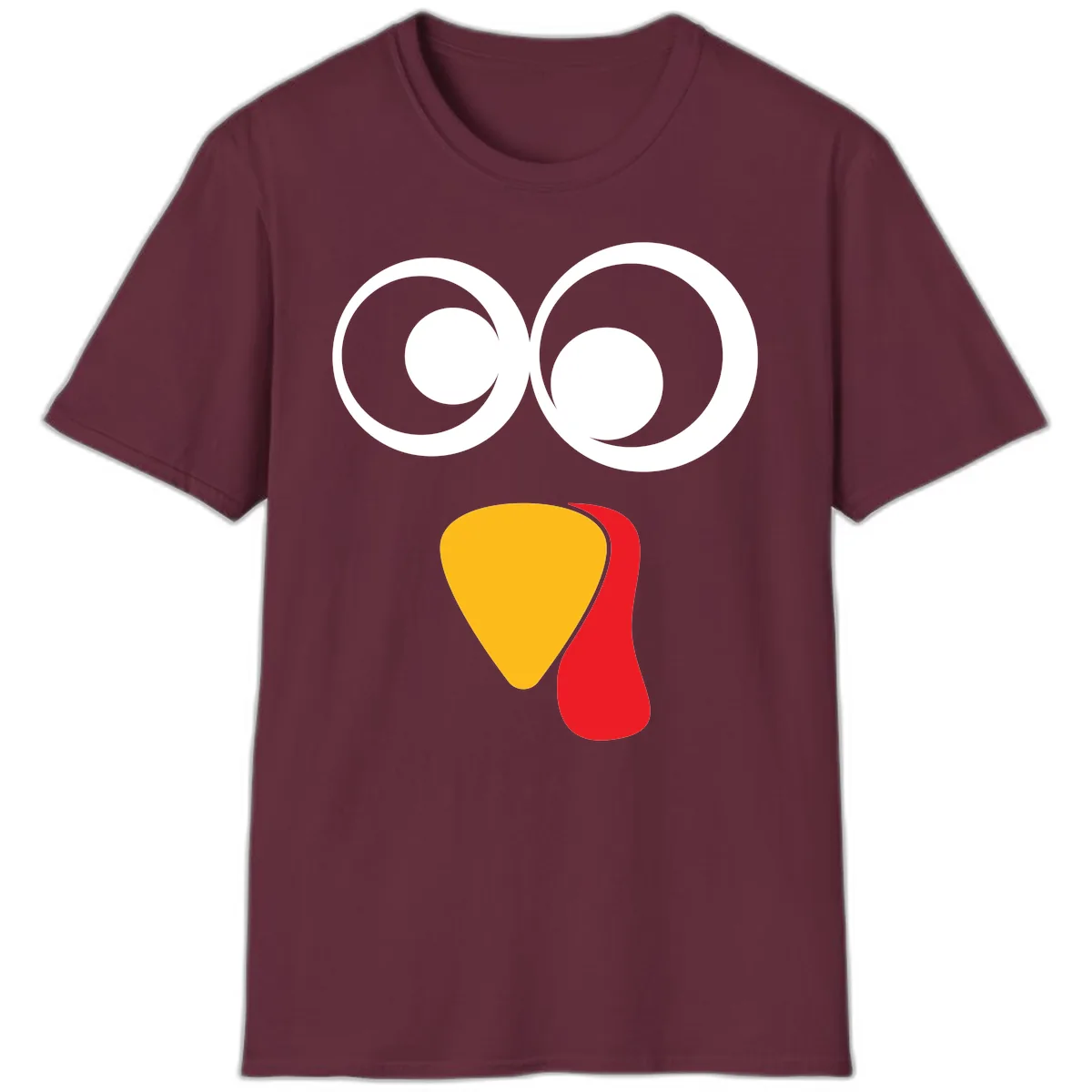 Googly Eyed Turkey Face T-Shirt in Maroon