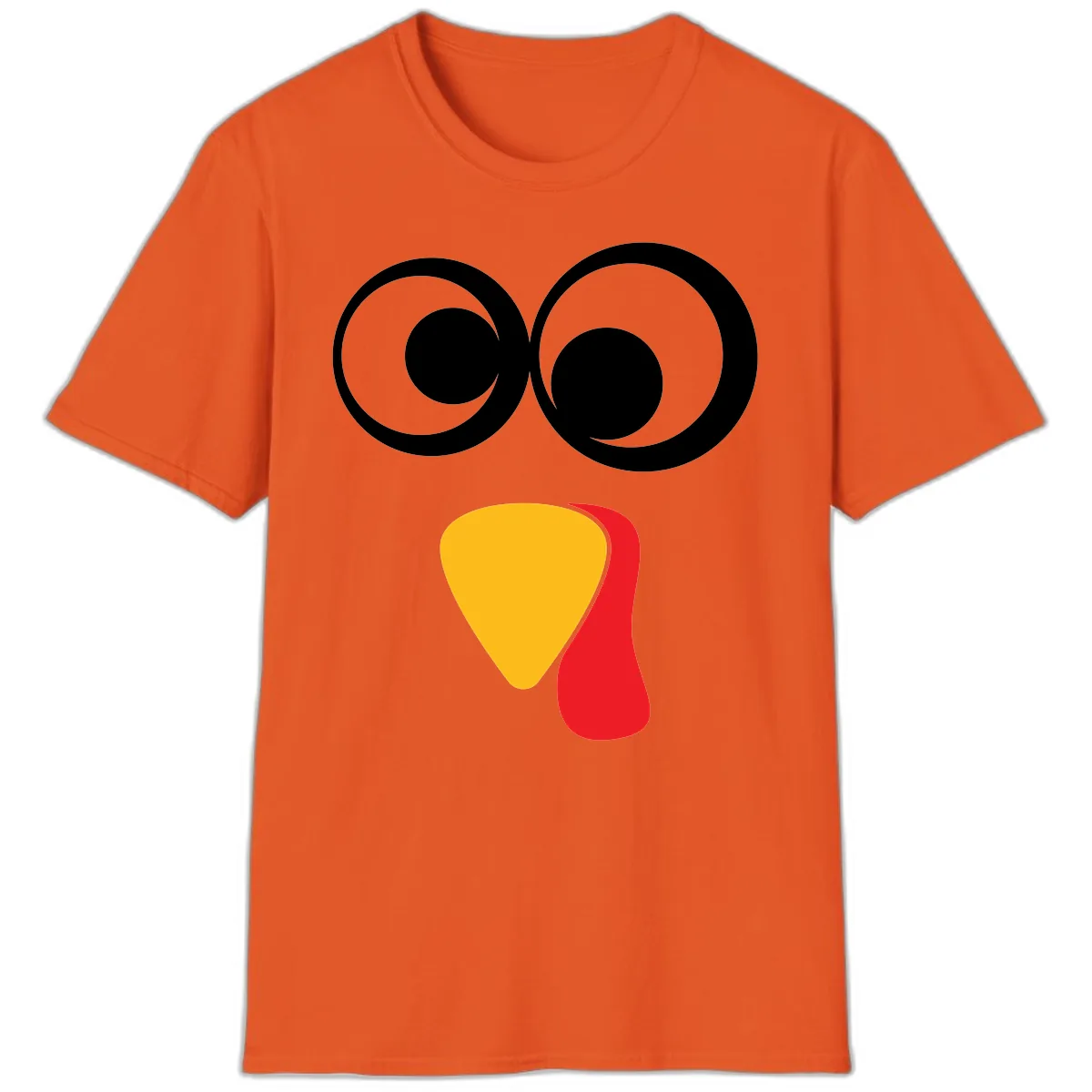 Googly Eyed Turkey Face T-Shirt in Orange
