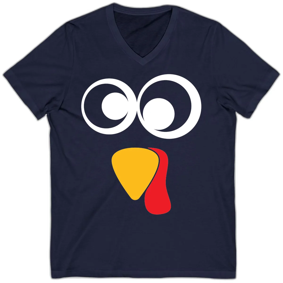Googly Eyed Turkey Face V-Neck in Navy