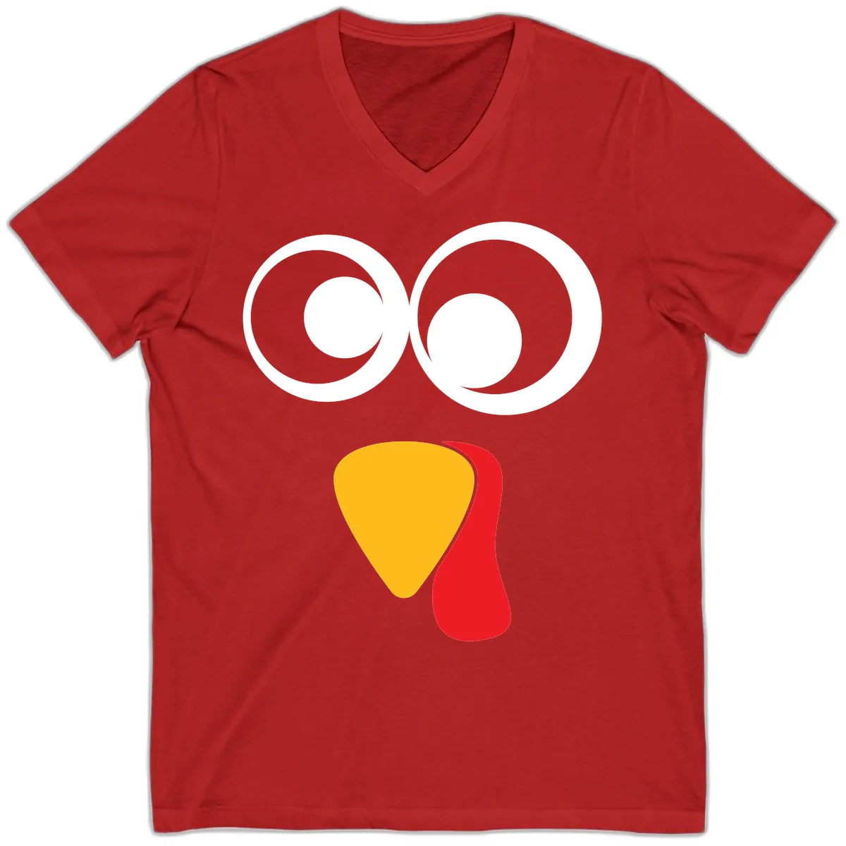 Googly Eyed Turkey Face V-Neck in Red