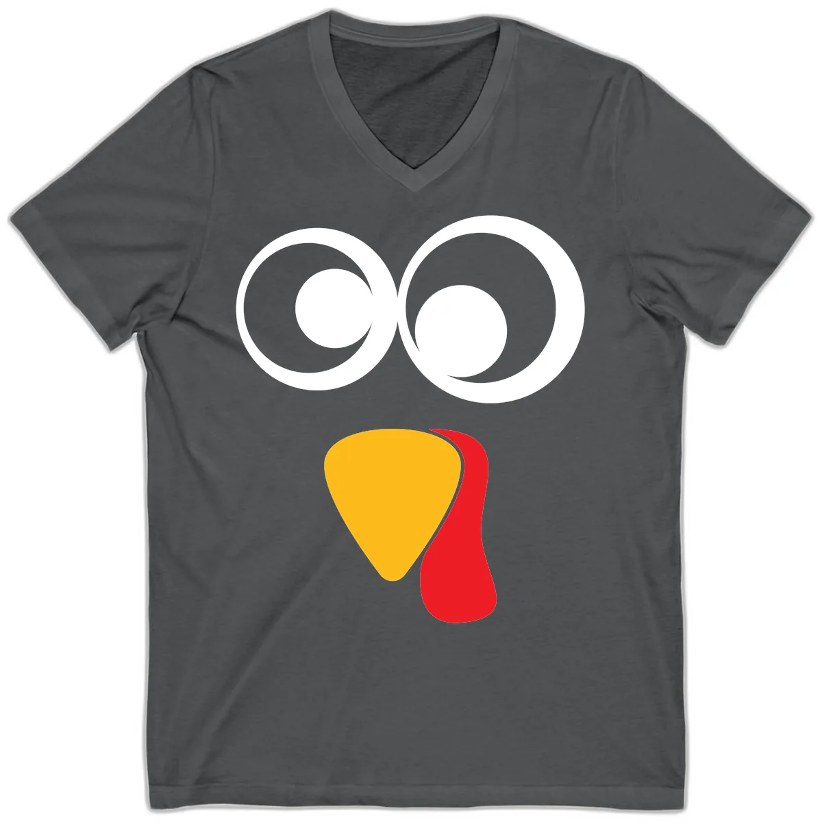 Googly Eyed Turkey Face V-Neck in Asphalt