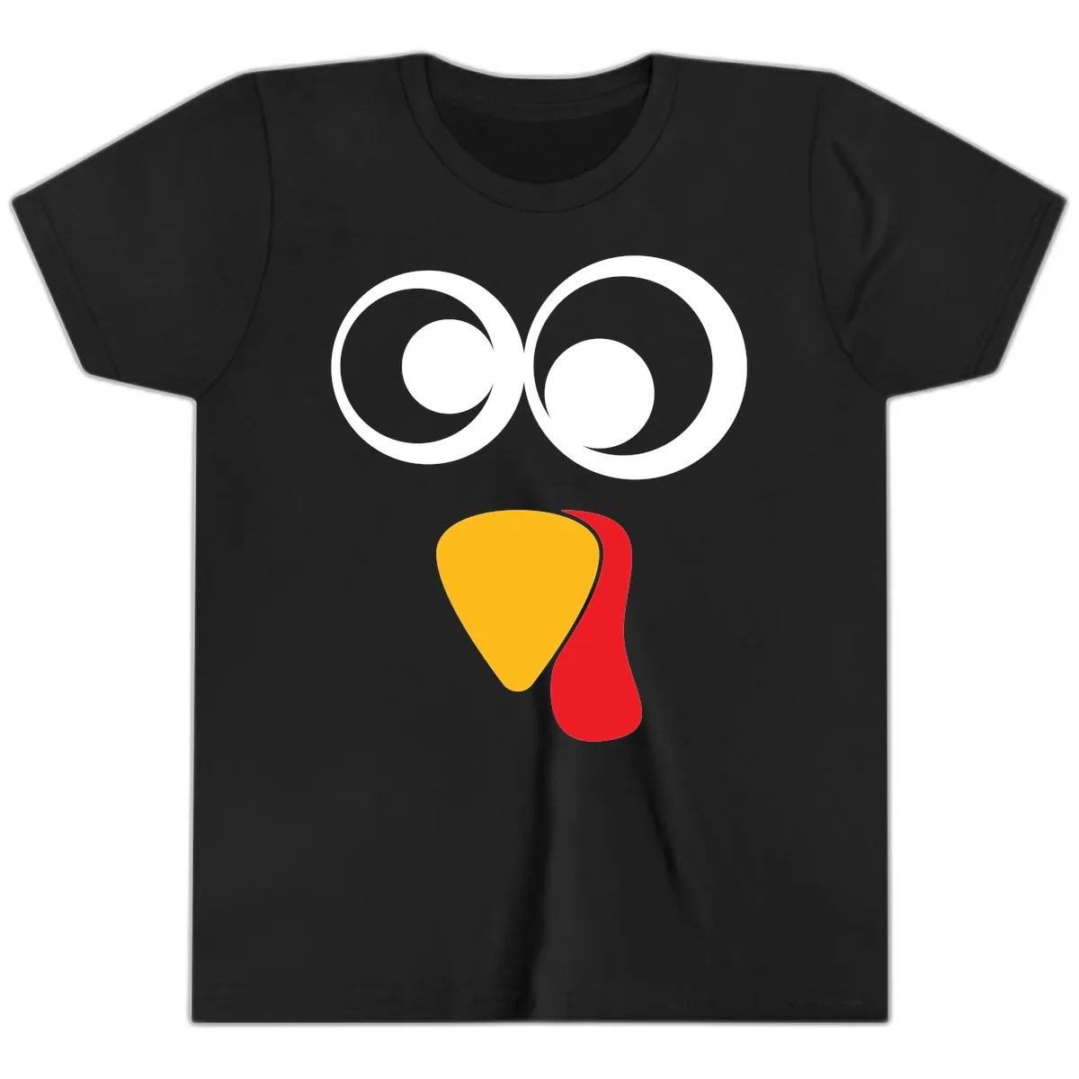 Googly Eyed Turkey Face Youth T-Shirt in Black