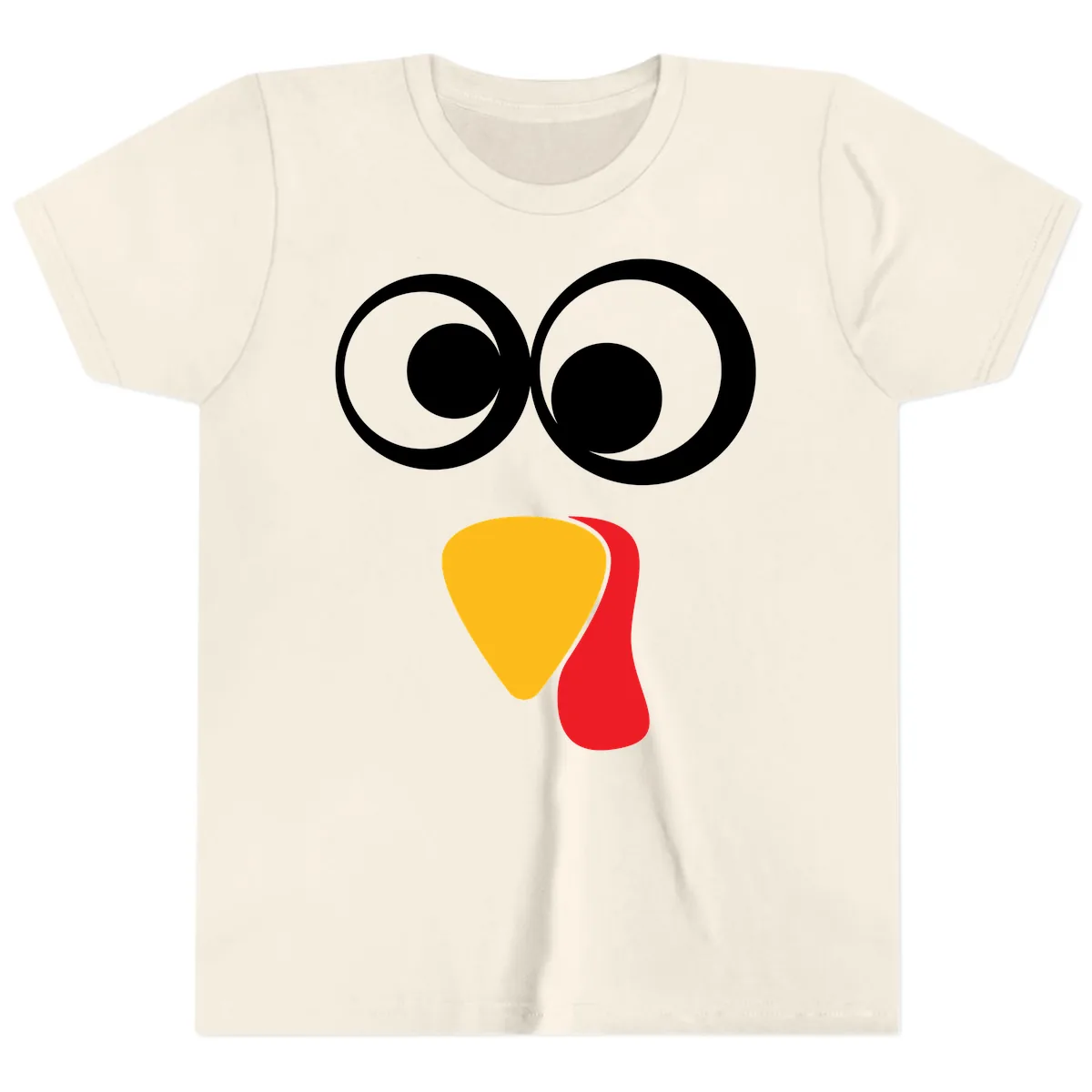 Googly Eyed Turkey Face Youth T-Shirt in Natural