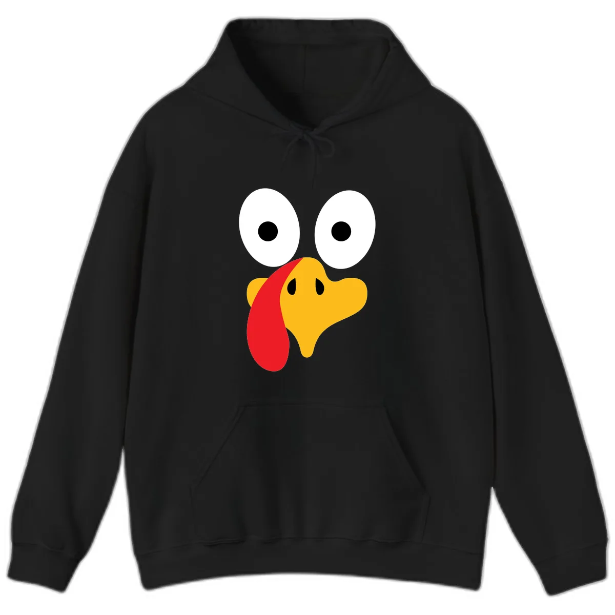 Googly Eyed Turkey Face Hoodie in Black