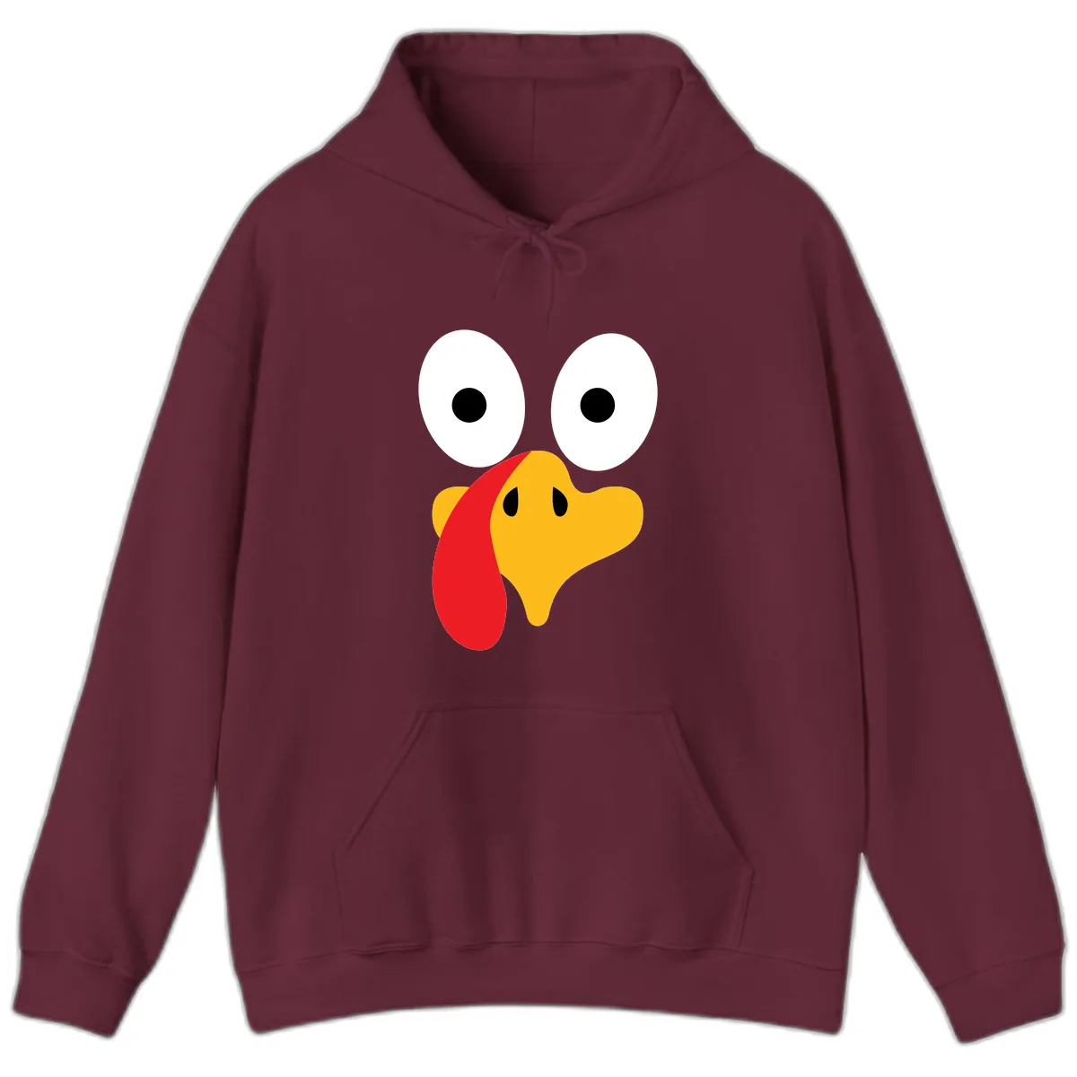 Googly Eyed Turkey Face Hoodie in Maroon