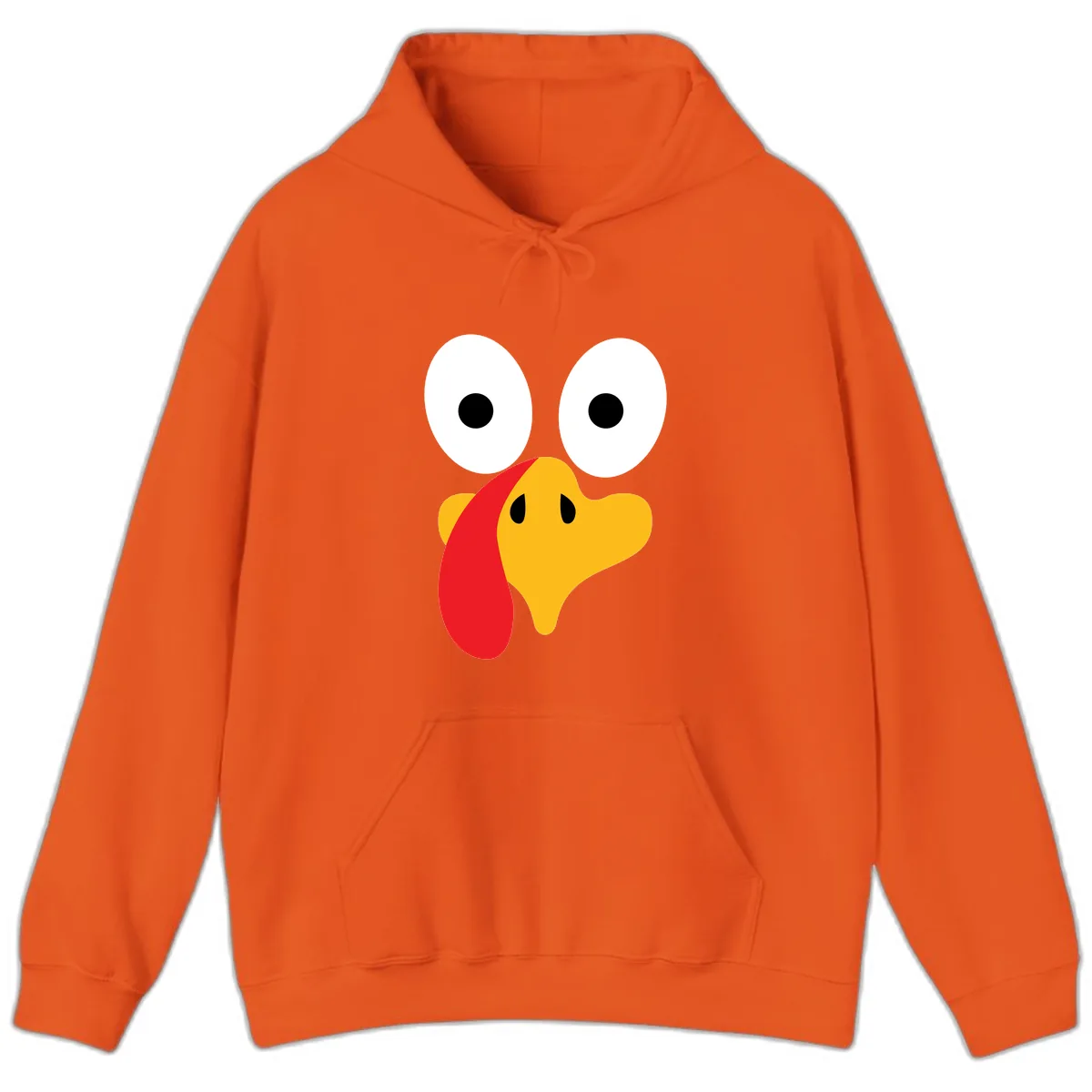 Googly Eyed Turkey Face Hoodie in Orange