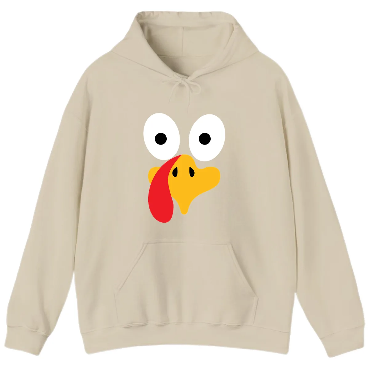 Googly Eyed Turkey Face Hoodie in Sand