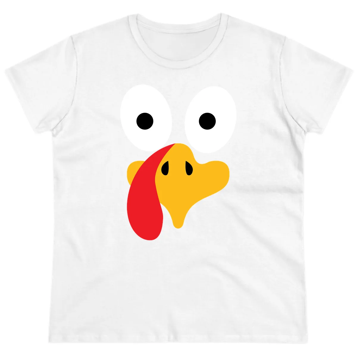 Googly Eyed Turkey Face Ladies Tee in White