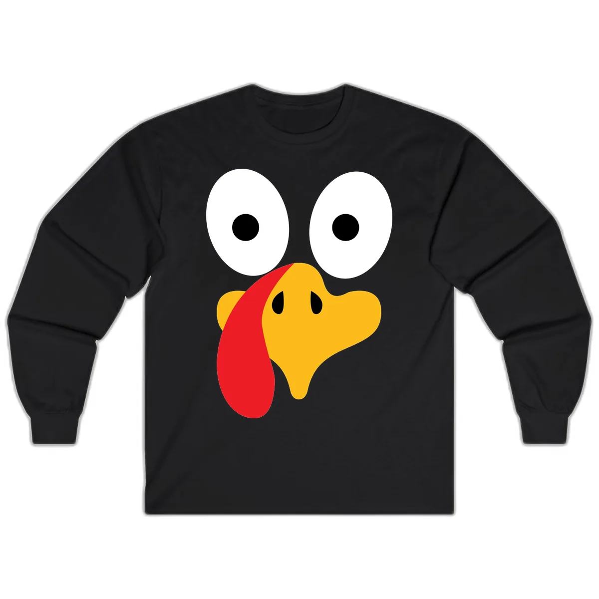 Googly Eyed Turkey Face Long Sleeve in Black