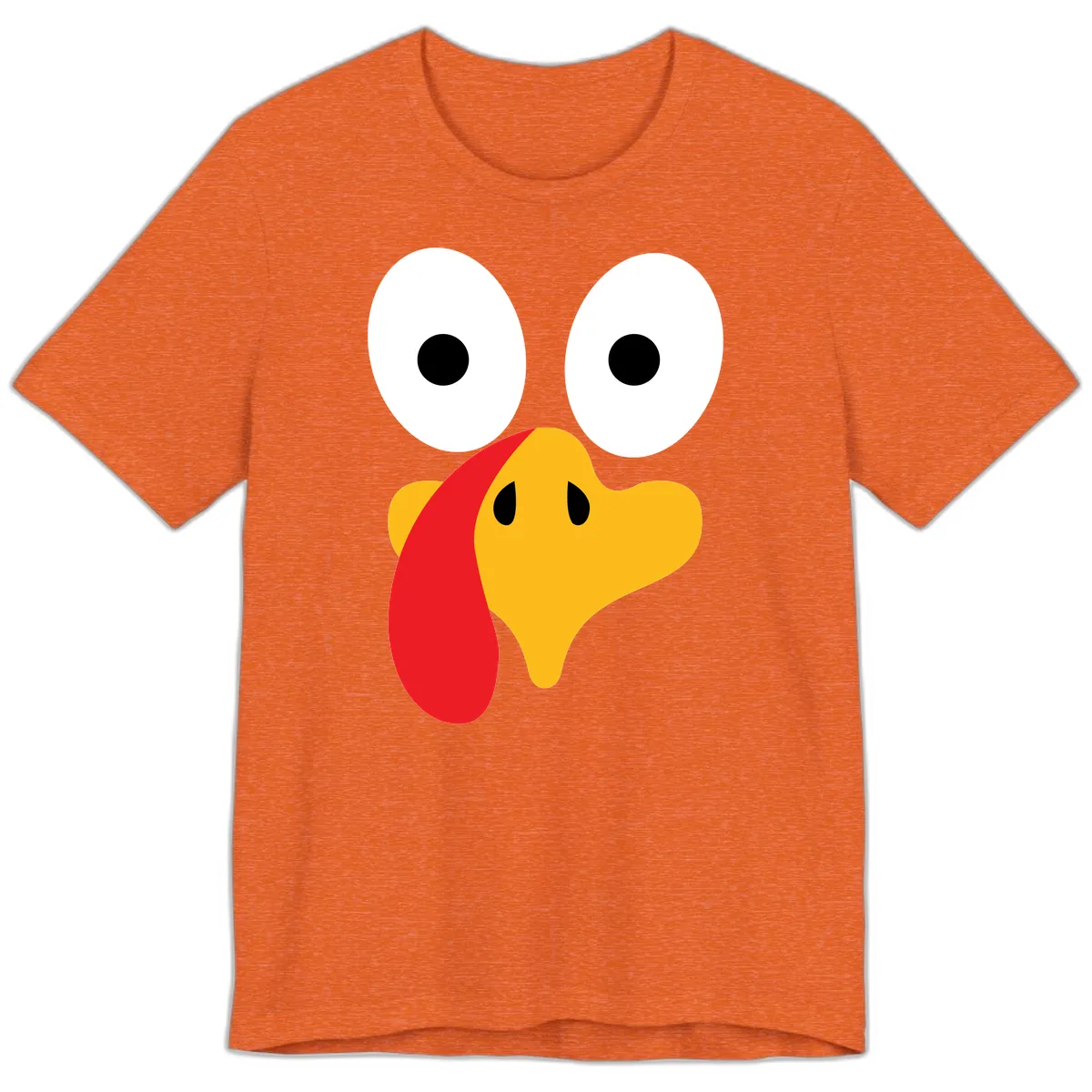 Googly Eyed Turkey Face Premium T-Shirt in Heather Orange