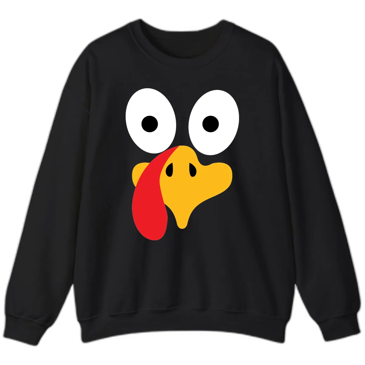 Googly Eyed Turkey Face Sweatshirt in Black