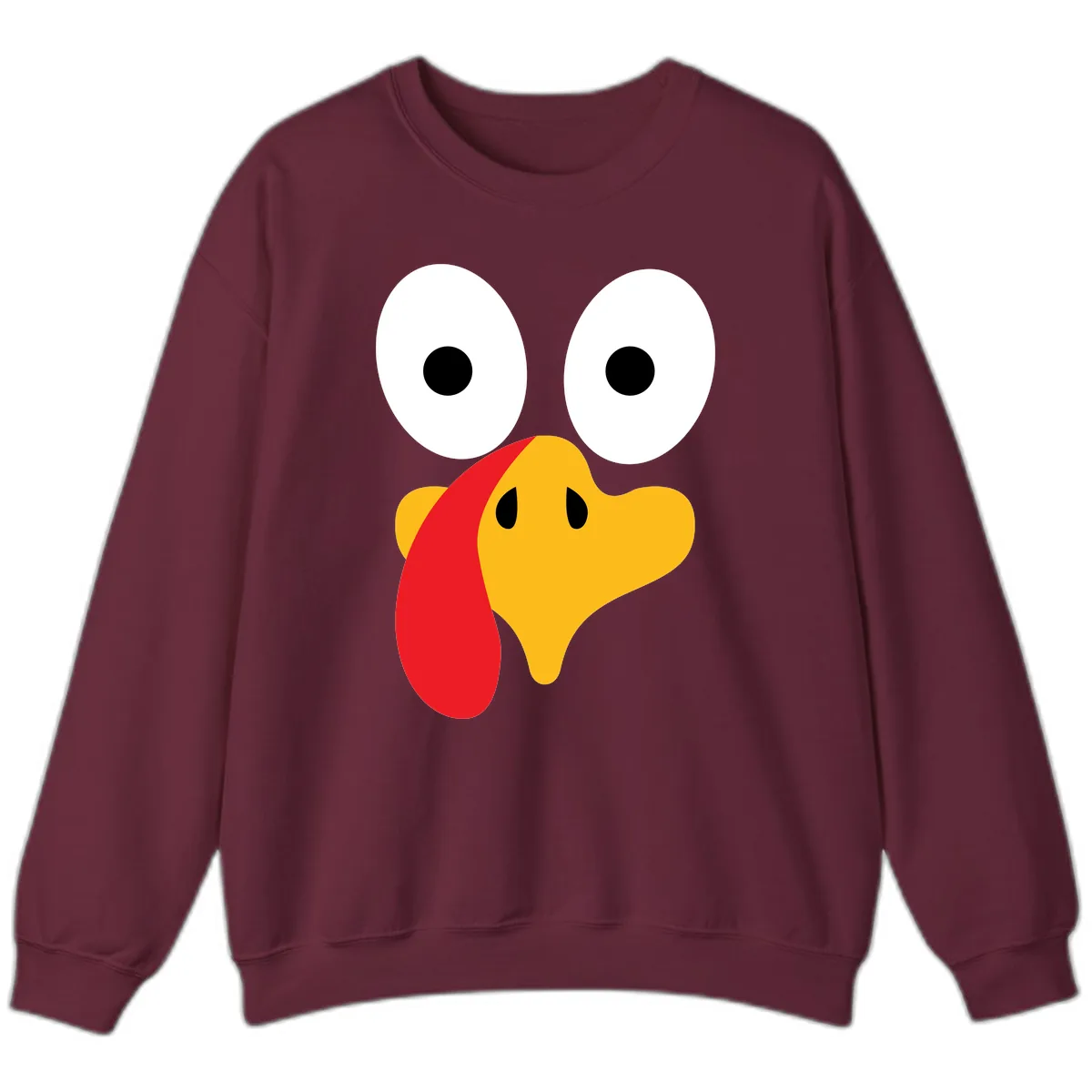 Googly Eyed Turkey Face Sweatshirt in Maroon