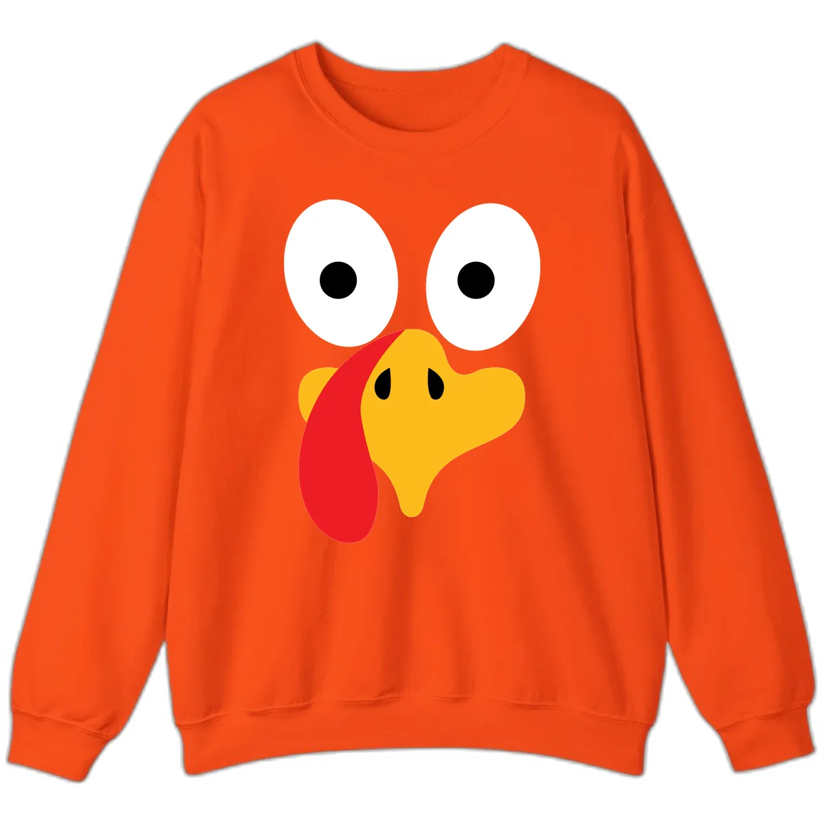 Googly Eyed Turkey Face Sweatshirt in Orange