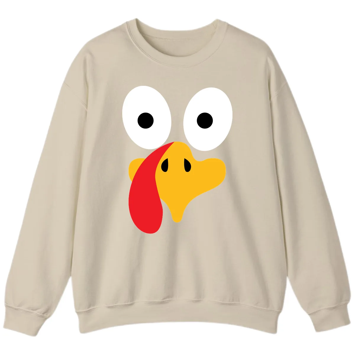 Googly Eyed Turkey Face Sweatshirt in Sand