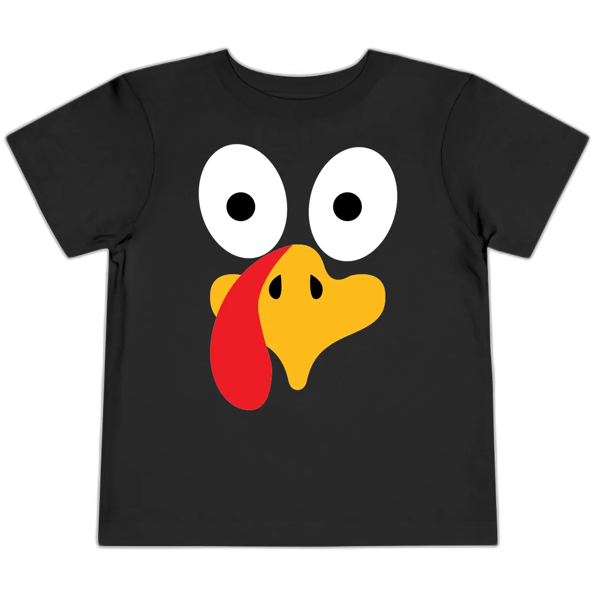 Googly Eyed Turkey Face Toddler T-Shirt in Black