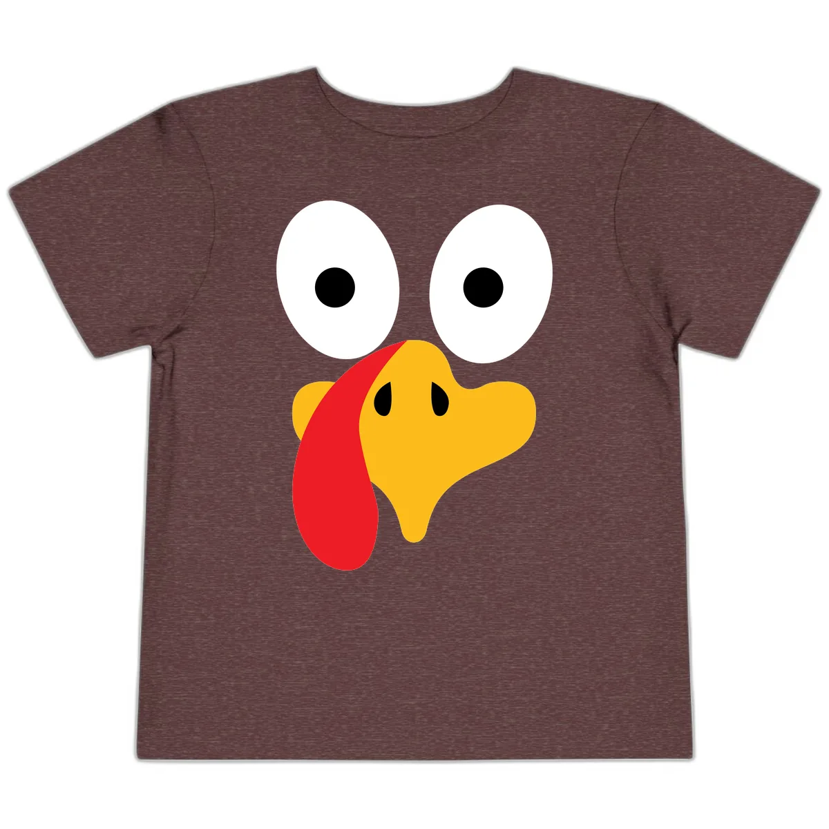 Googly Eyed Turkey Face Toddler T-Shirt in Heather Maroon