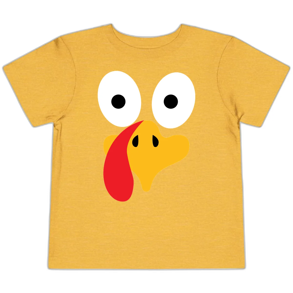 Googly Eyed Turkey Face Toddler T-Shirt in Heather Yellow Gold