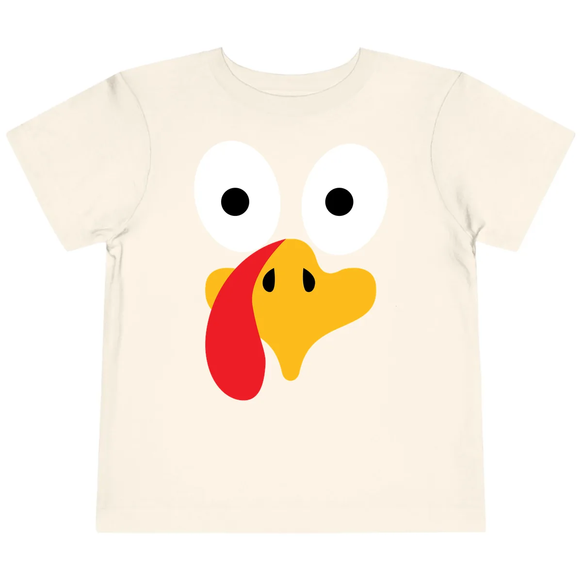 Googly Eyed Turkey Face Toddler T-Shirt in Natural