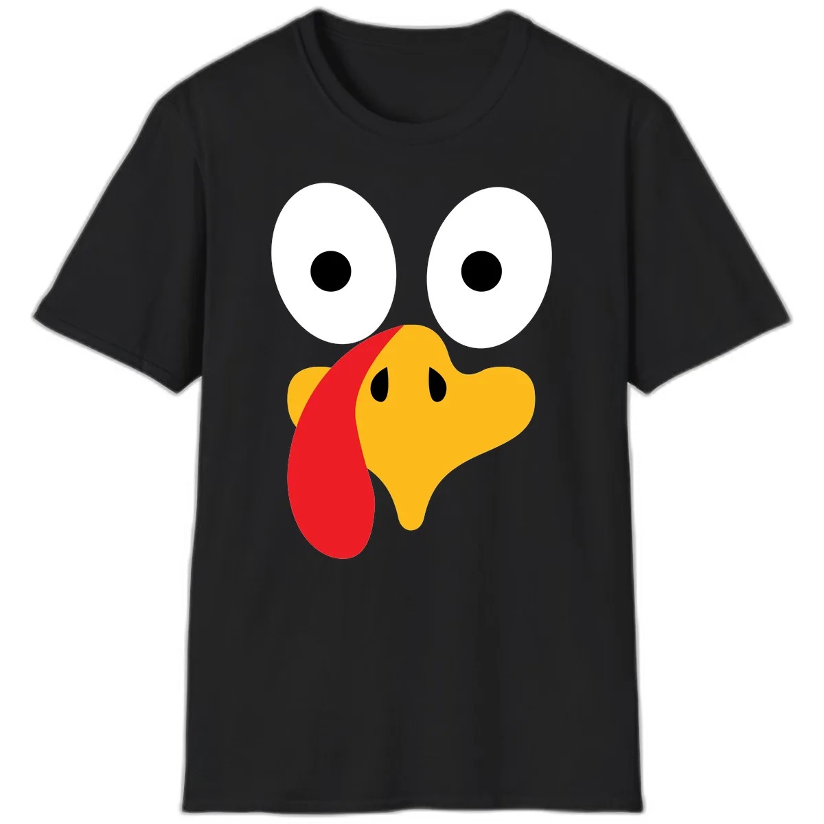 Googly Eyed Turkey Face T-Shirt in Black