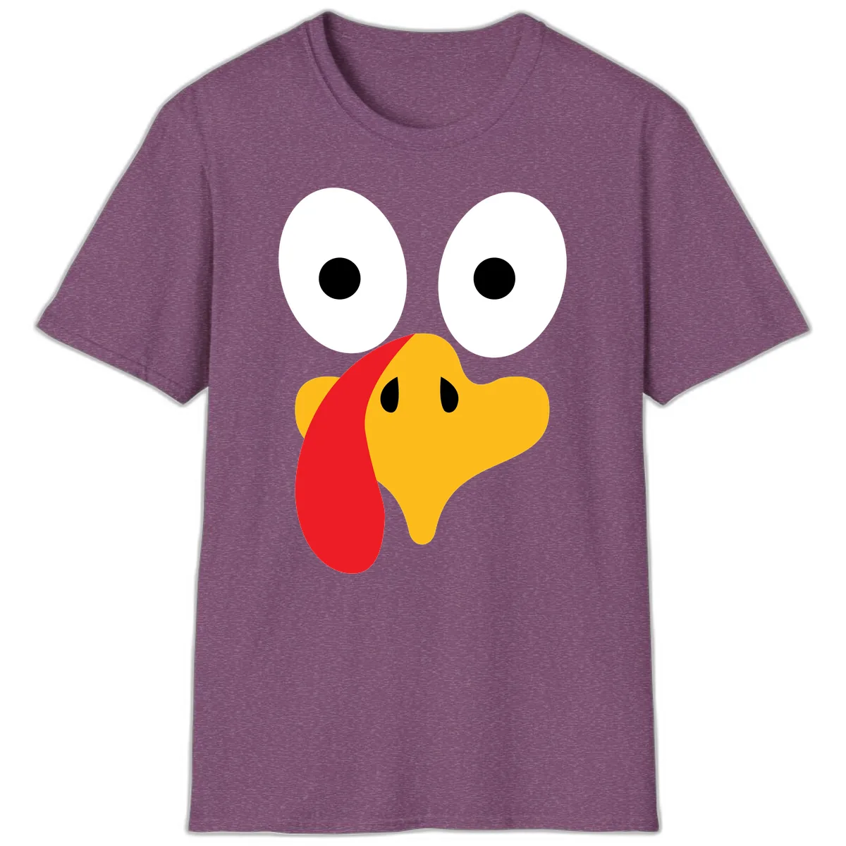 Googly Eyed Turkey Face T-Shirt in Heather Maroon