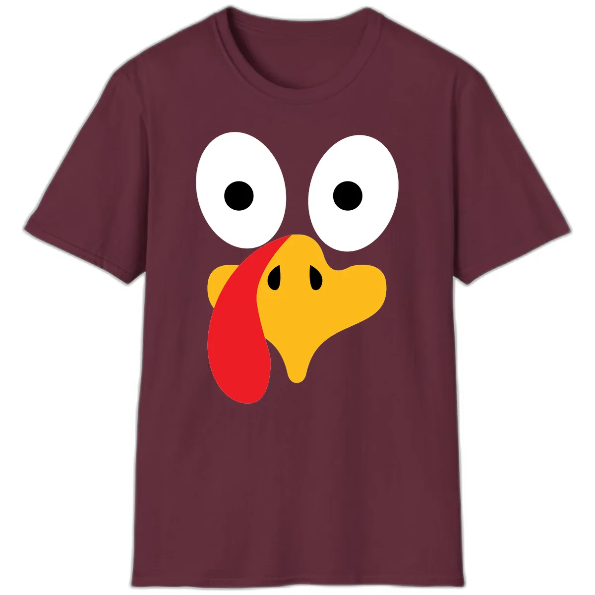 Googly Eyed Turkey Face T-Shirt in Maroon