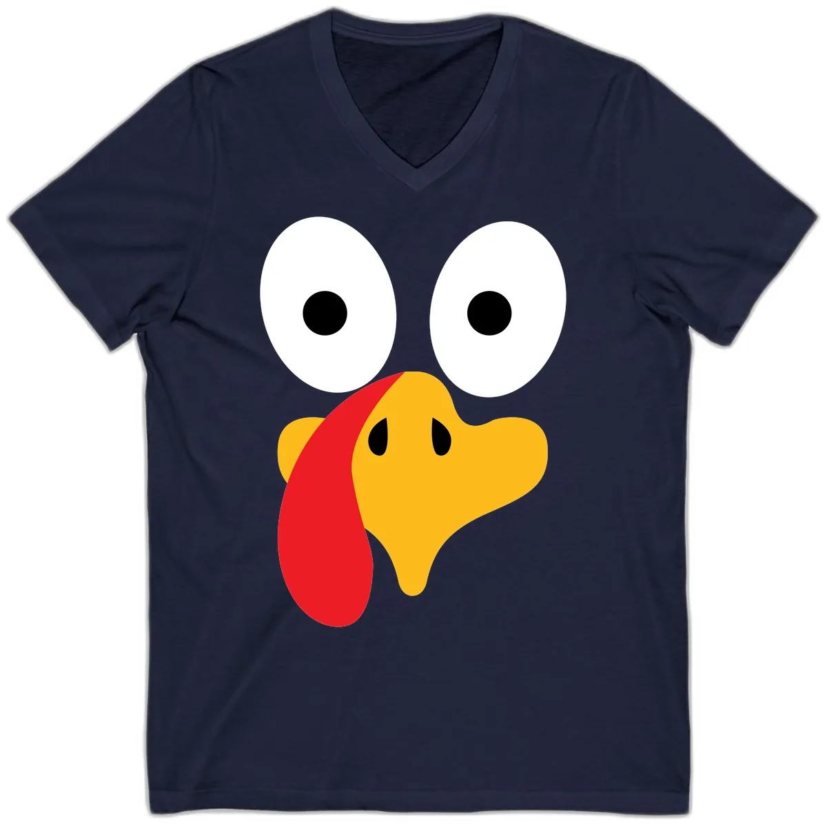 Googly Eyed Turkey Face V-Neck in Navy