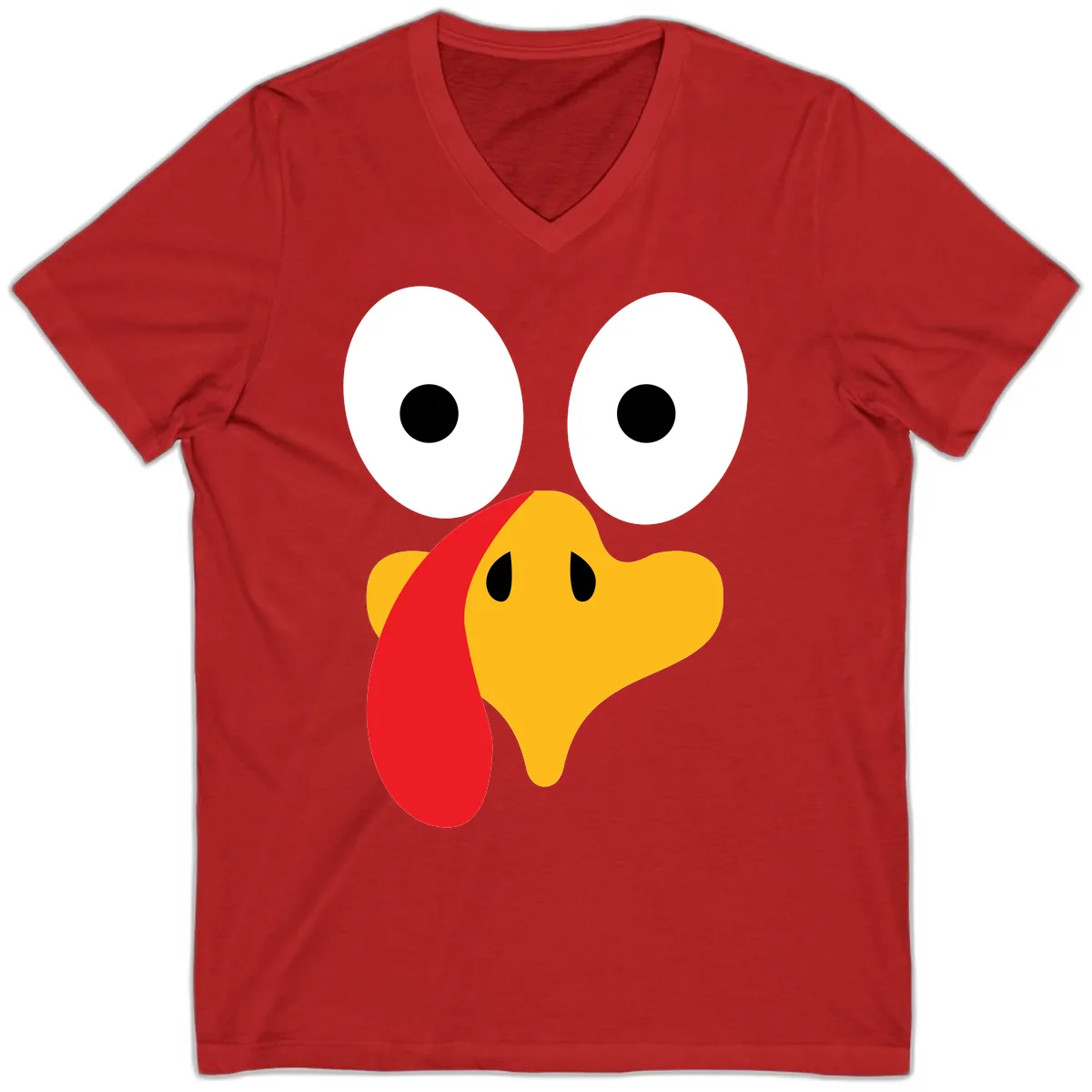 Googly Eyed Turkey Face V-Neck in Red