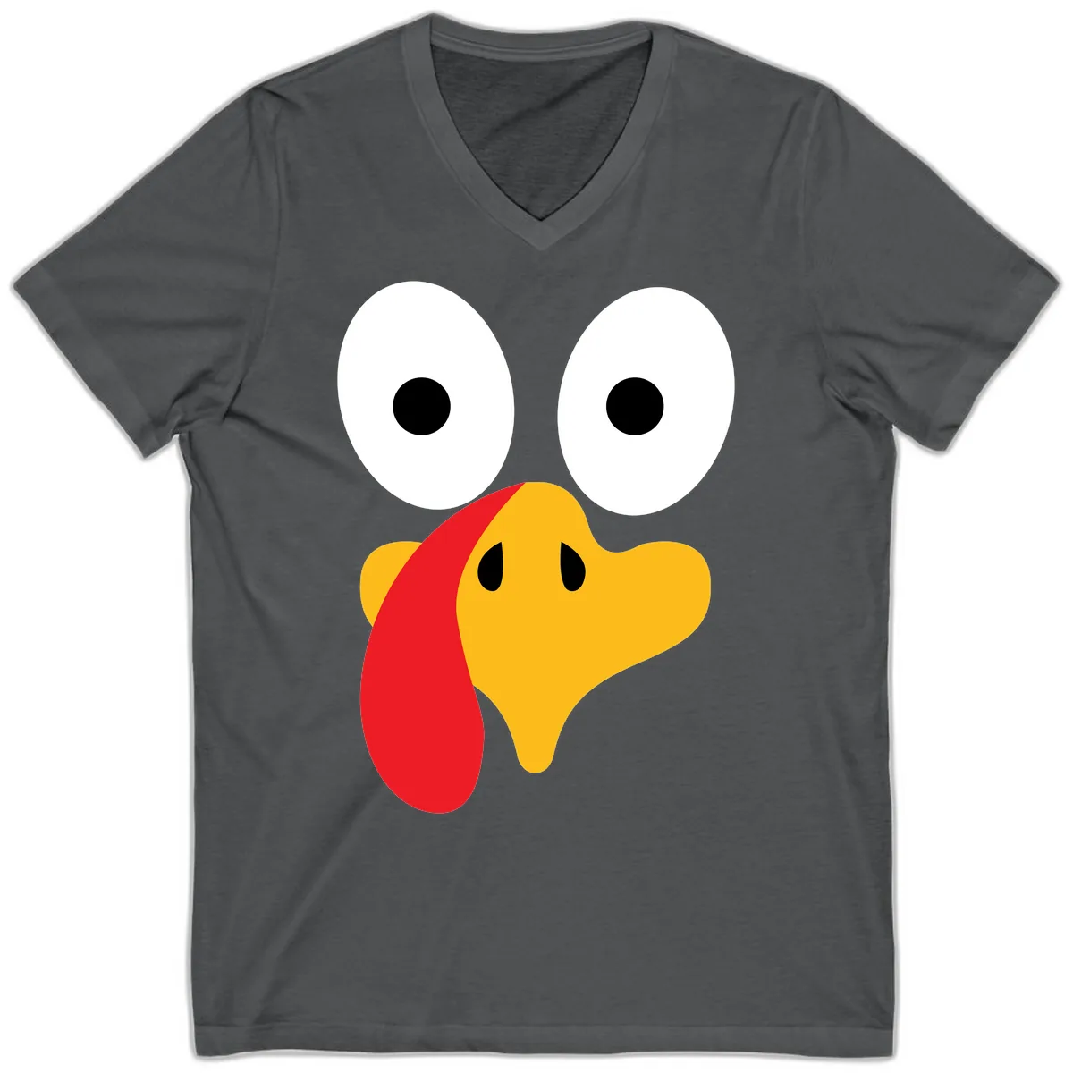 Googly Eyed Turkey Face V-Neck in Asphalt