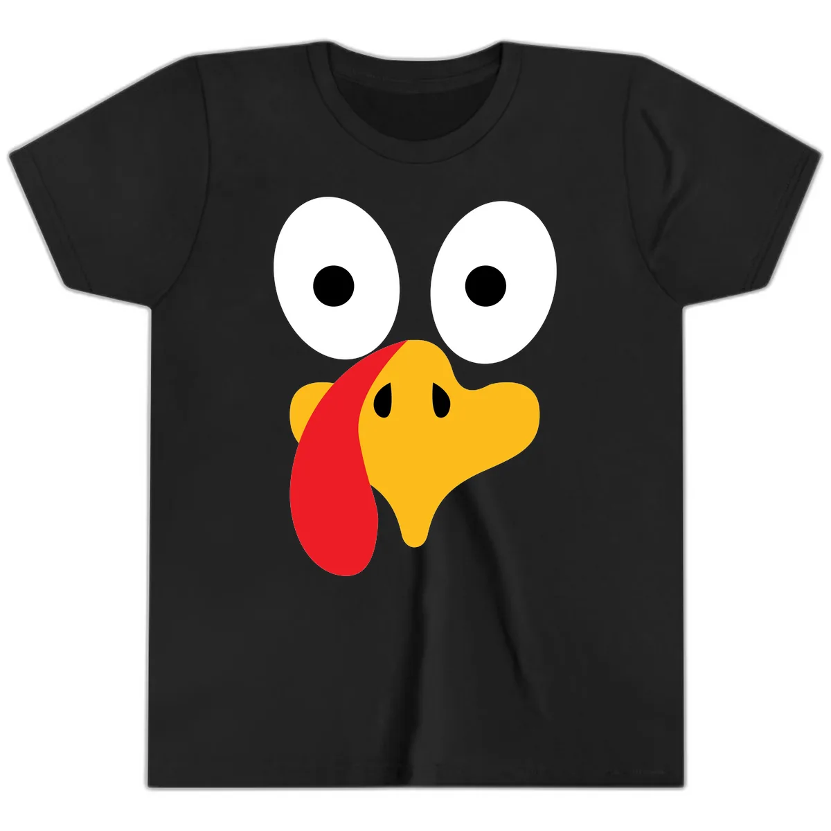Googly Eyed Turkey Face Youth T-Shirt in Black