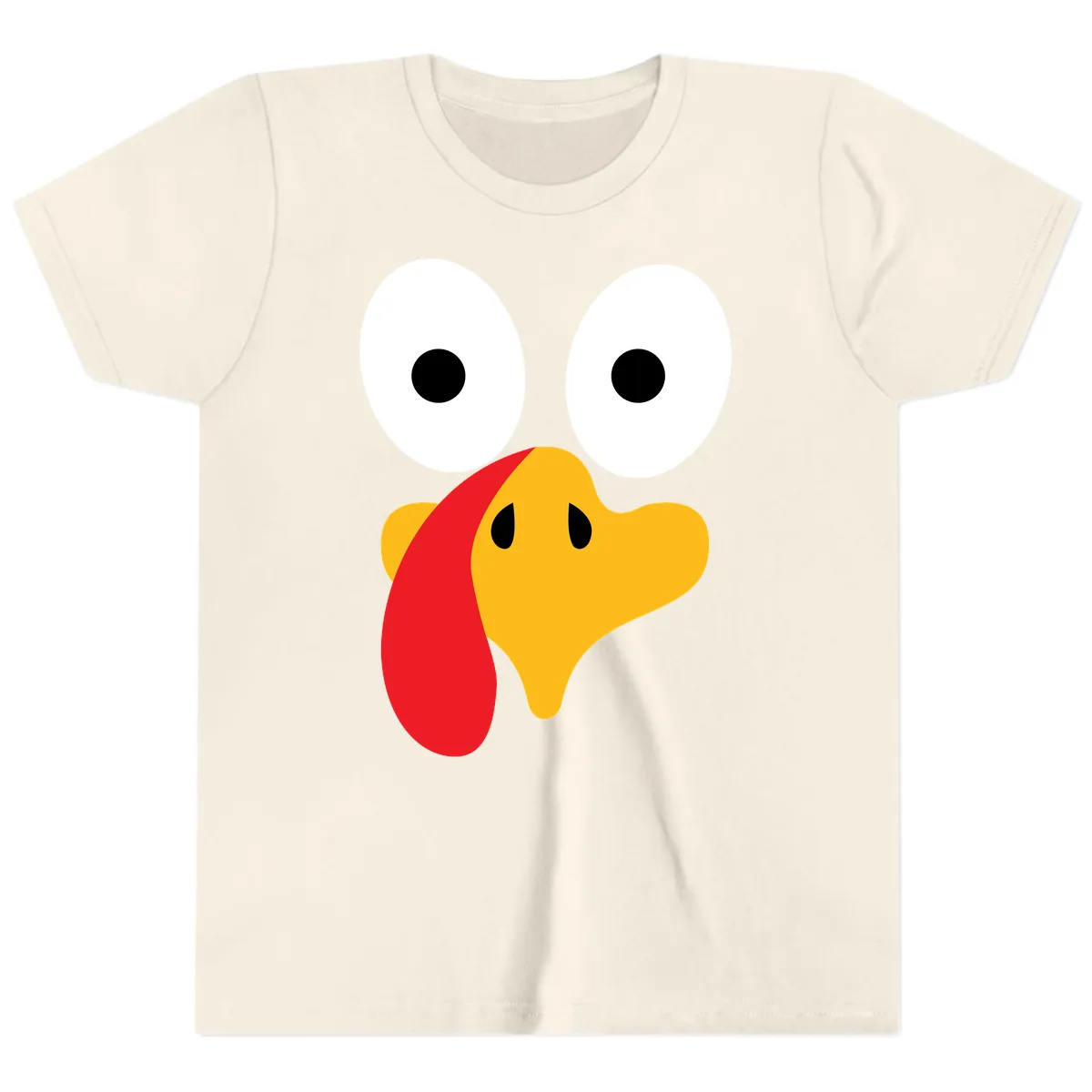 Googly Eyed Turkey Face Youth T-Shirt in Natural