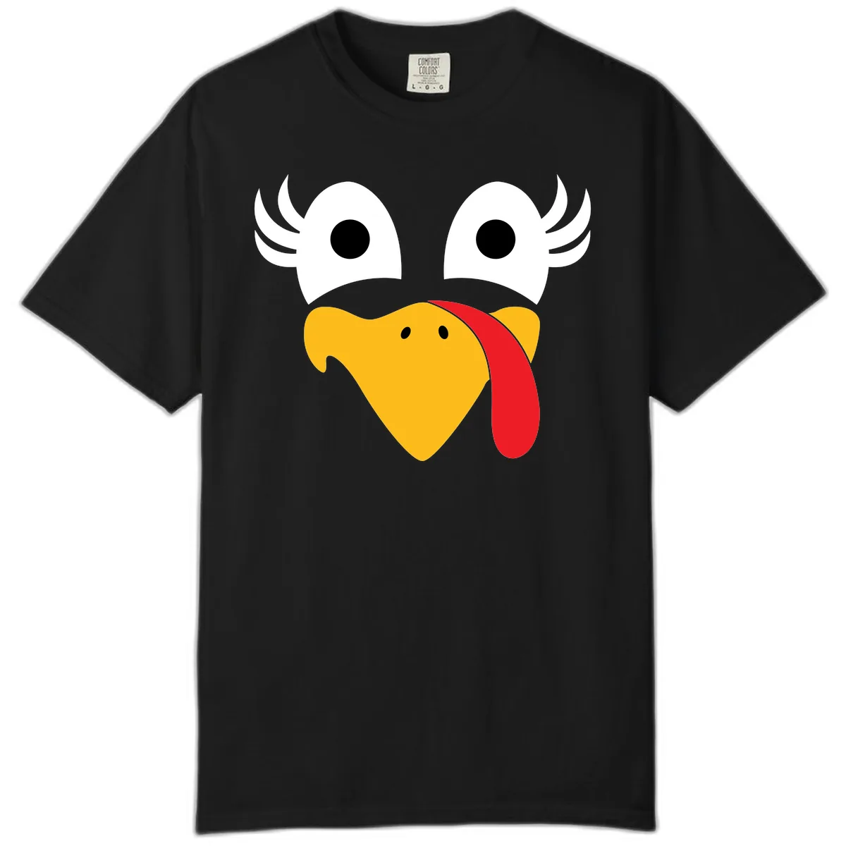 Funny Turkey Face Thanksgiving Design Comfort Color in Black