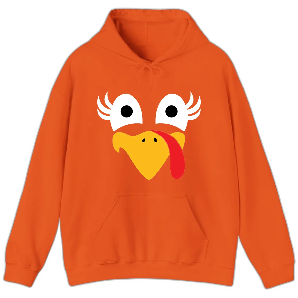 Funny Turkey Face Thanksgiving Design Hoodie in Orange