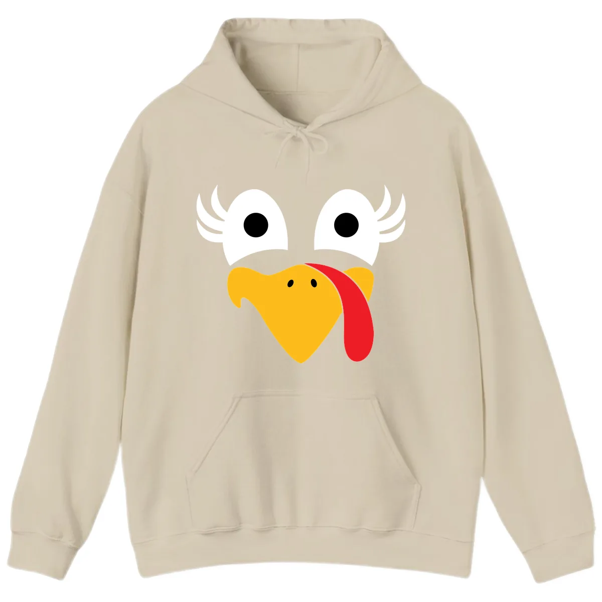 Funny Turkey Face Thanksgiving Design Hoodie in Sand