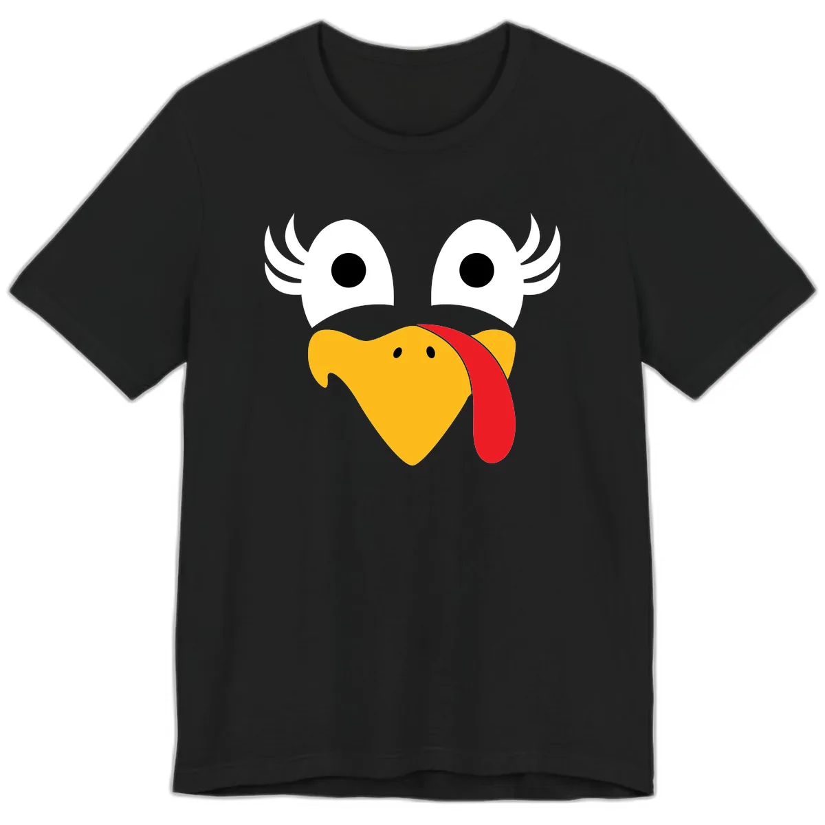 Funny Turkey Face Thanksgiving Design Premium T-Shirt in Black