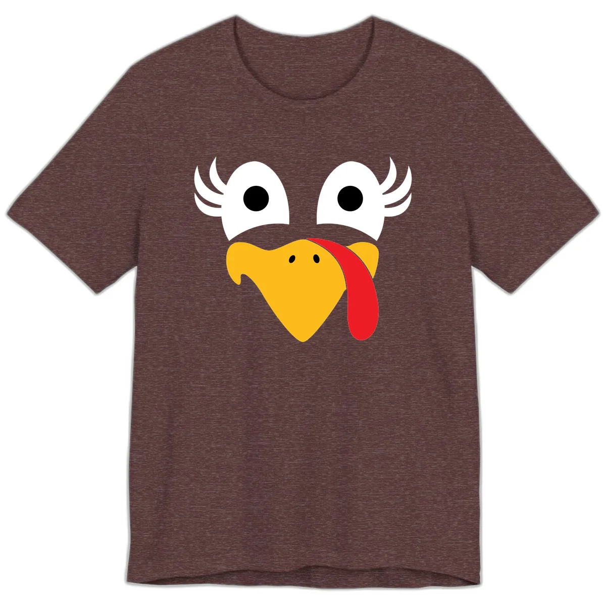 Funny Turkey Face Thanksgiving Design Premium T-Shirt in Heather Maroon