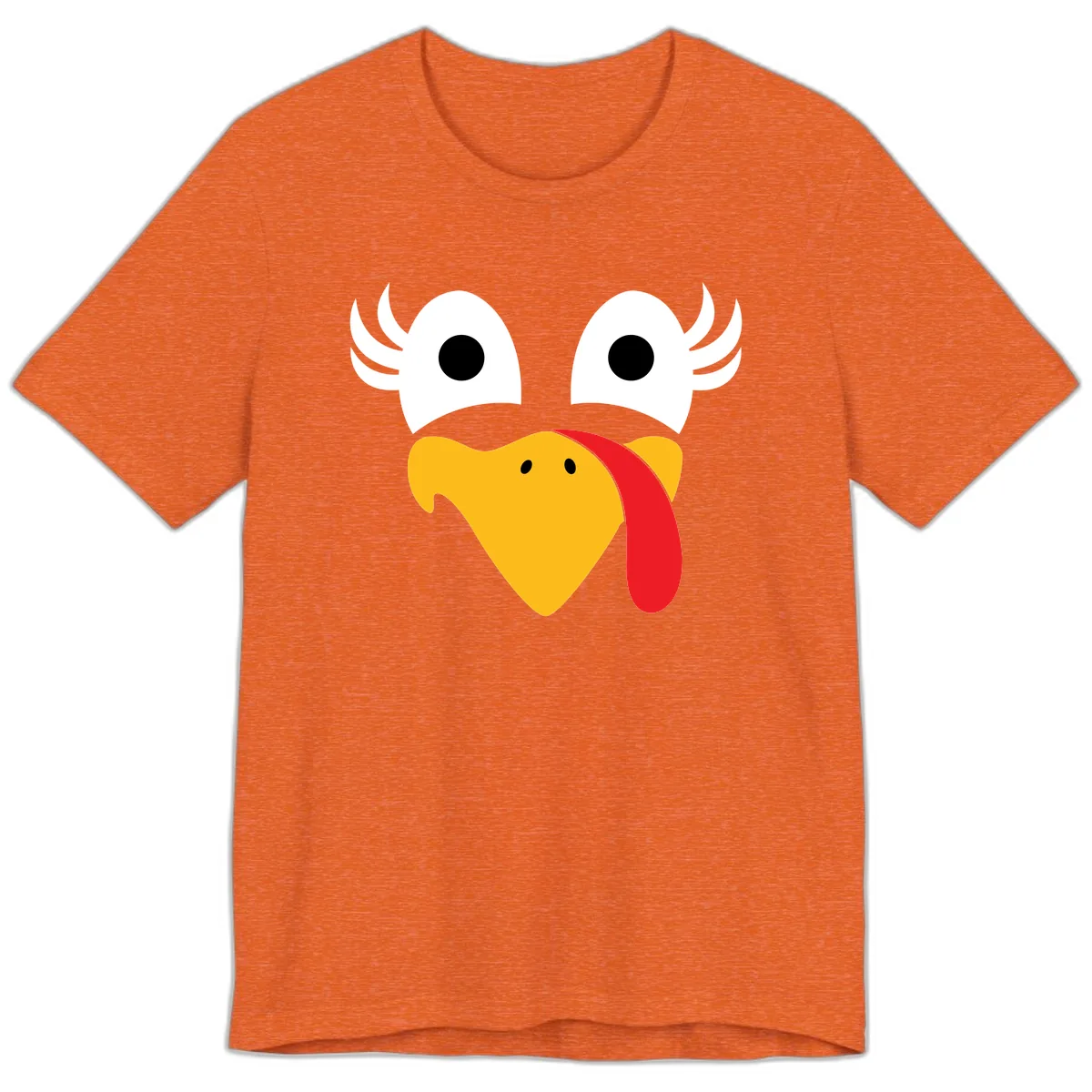 Funny Turkey Face Thanksgiving Design Premium T-Shirt in Heather Orange