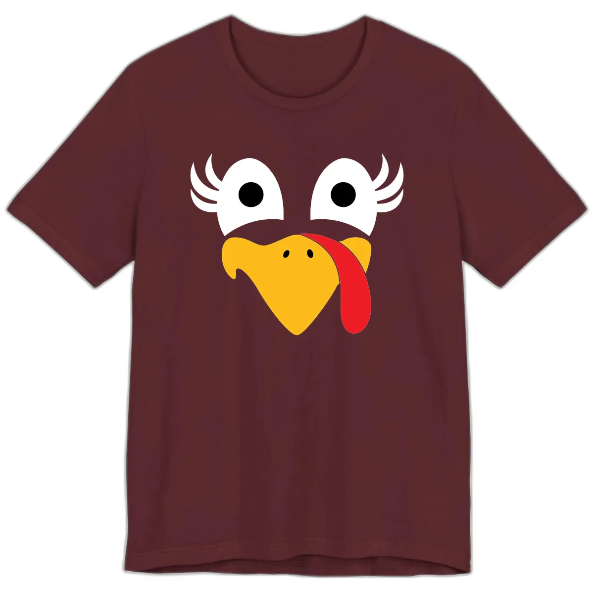 Funny Turkey Face Thanksgiving Design Premium T-Shirt in Maroon