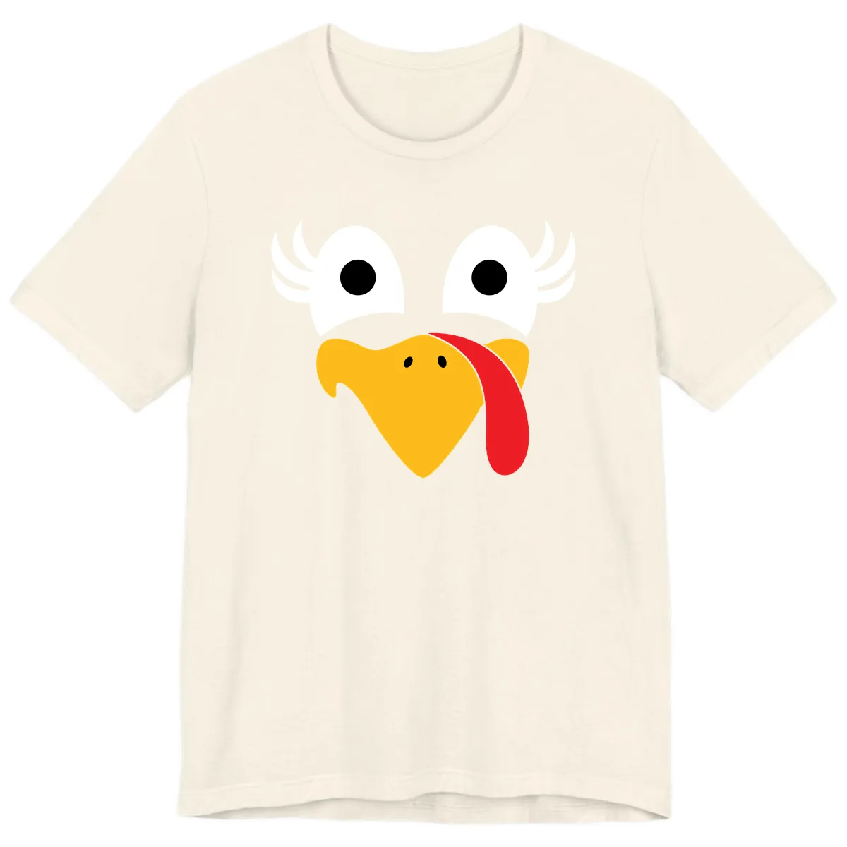 Funny Turkey Face Thanksgiving Design Premium T-Shirt in Natural