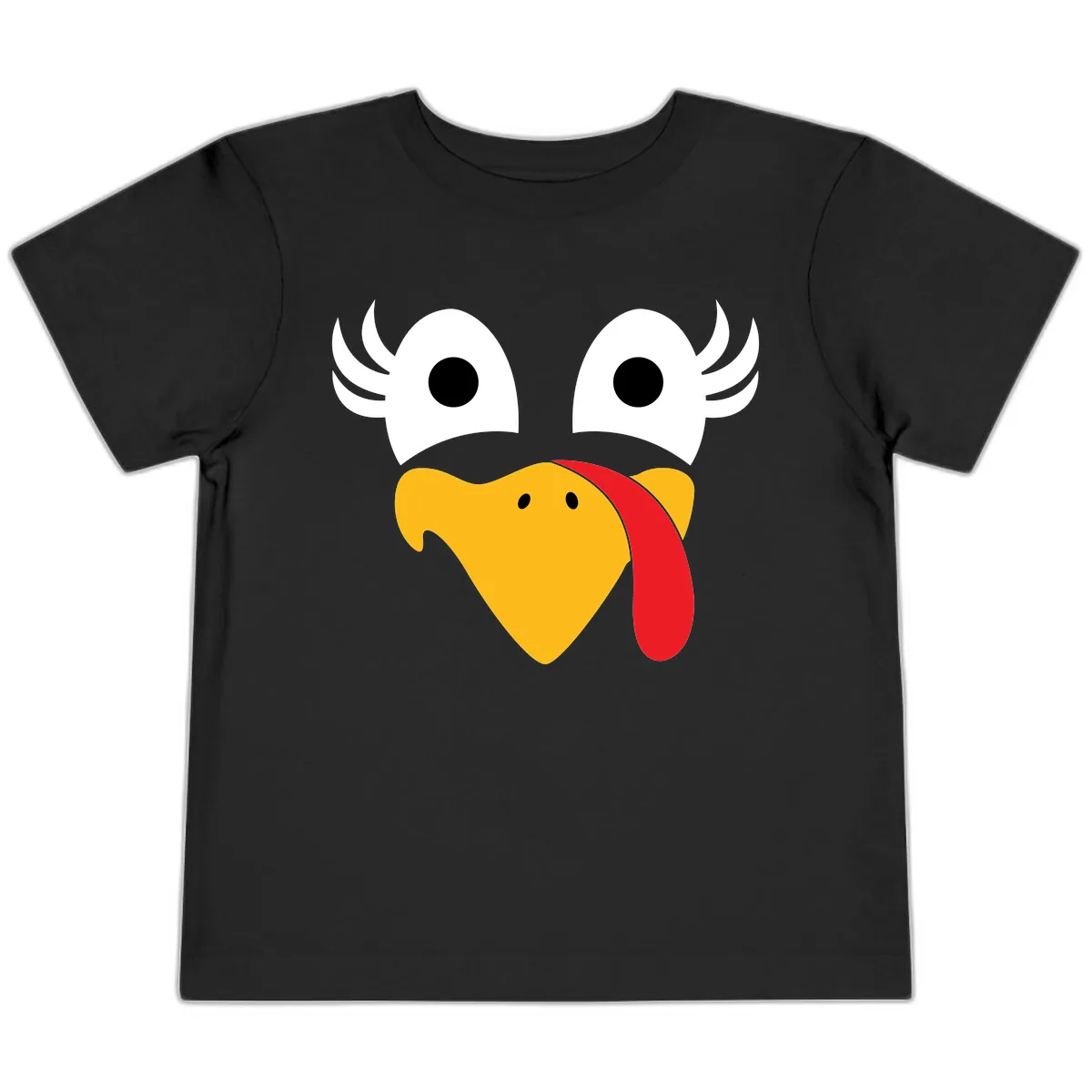 Funny Turkey Face Thanksgiving Design Toddler T-Shirt in Black