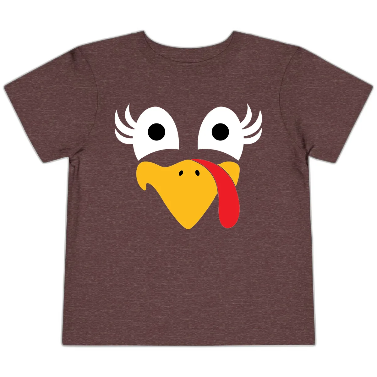 Funny Turkey Face Thanksgiving Design Toddler T-Shirt in Heather Maroon