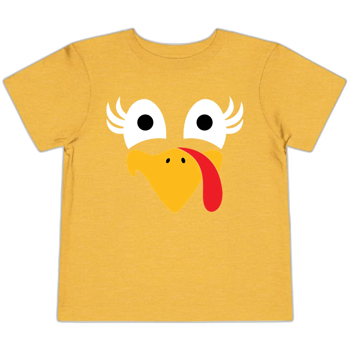Funny Turkey Face Thanksgiving Design Toddler T-Shirt in Heather Yellow Gold