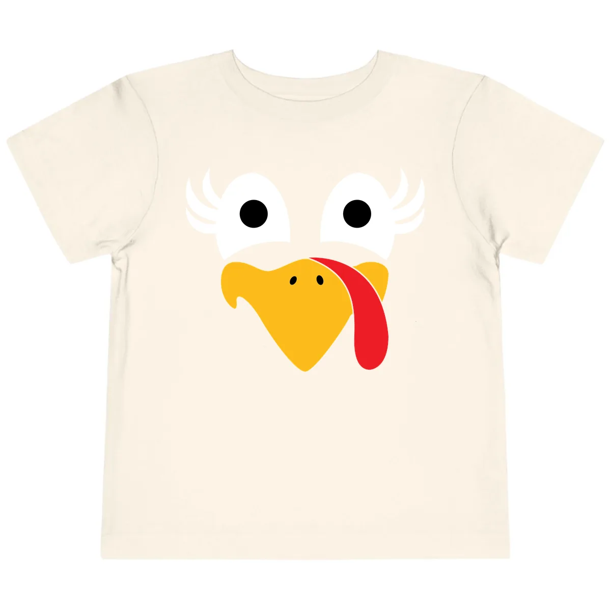 Funny Turkey Face Thanksgiving Design Toddler T-Shirt in Natural